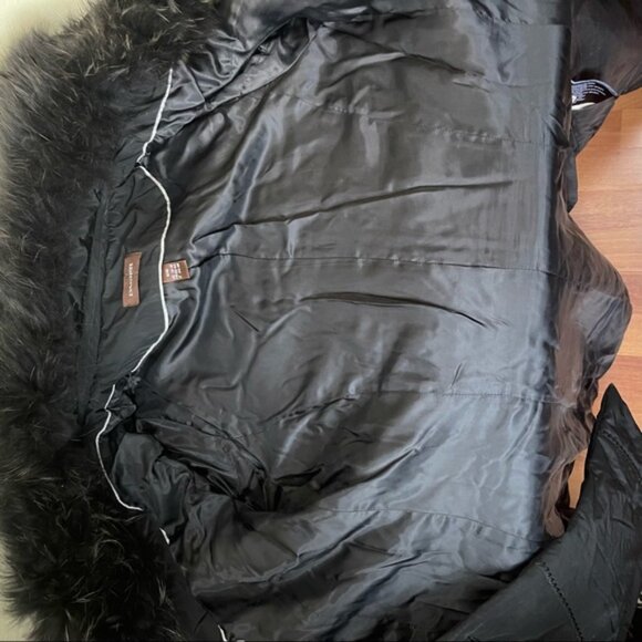 Danier Leather Puffer Nylon Coat Removable Fur Collar Zip Pockets Parka Jacket M - Picture 14 of 16